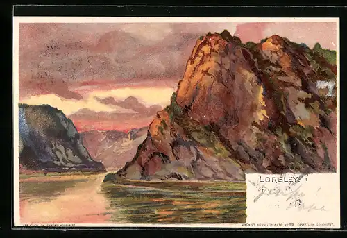 Künstler-AK C. Pfaff: Loreley am Rhein