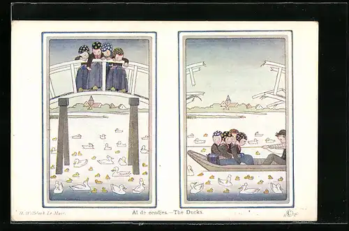 Künstler-AK Henriette Willebeek le Mair: The Ducks, die Entlein