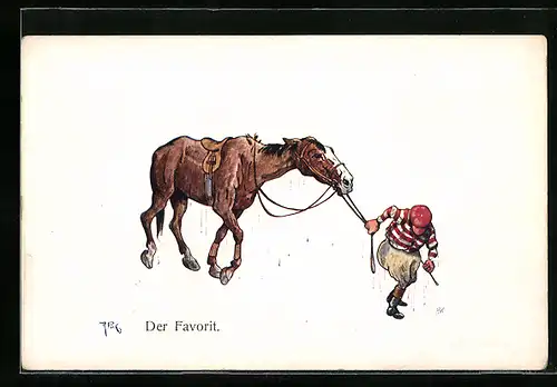 AK Le favori, Jockey und sein Pferd schwitzen