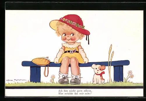 Künstler-AK Vera Paterson: Mädchen fragt: Wer möchte bei mir sein?
