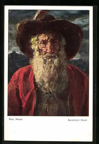 Künstler-AK Thomas Riss: Alter Sarnthaler Bauer in Volkstracht
