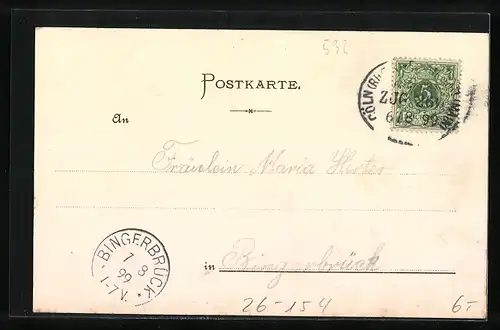 Künstler-AK Godesberg, Ruine mit Baumblüte