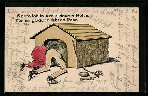 Künstler-AK Bruno Bürger & Ottillie Nr. 6656: Raum ist in der kleinsten Hütte, Für ein glücklich liebend Paar