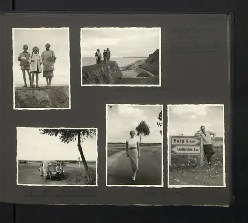 Fotoalbum mit 199 Fotografien, Ansicht Fehmarn, Familie Hess auf Reise mit VW Käfer nach der Ostsee, 1959