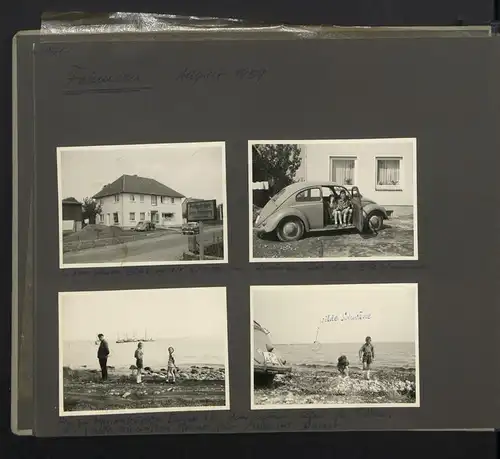 Fotoalbum mit 199 Fotografien, Ansicht Fehmarn, Familie Hess auf Reise mit VW Käfer nach der Ostsee, 1959