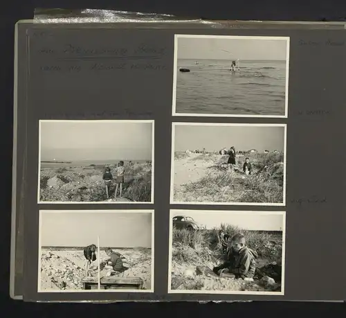 Fotoalbum mit 199 Fotografien, Ansicht Fehmarn, Familie Hess auf Reise mit VW Käfer nach der Ostsee, 1959