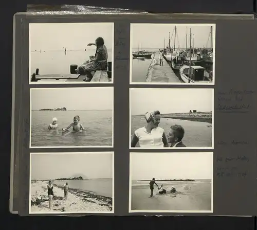 Fotoalbum mit 199 Fotografien, Ansicht Fehmarn, Familie Hess auf Reise mit VW Käfer nach der Ostsee, 1959
