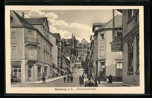 AK Marburg a. L., Szenerie aus der Kasernenstrasse