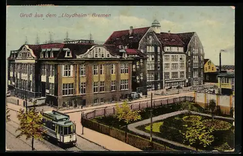 AK Bremen, Strassenbahn vor dem Lloydheim