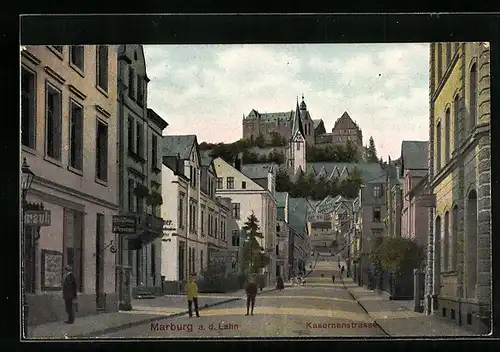 AK Marburg a. d. Lahn, Kasernenstrasse und Schloss