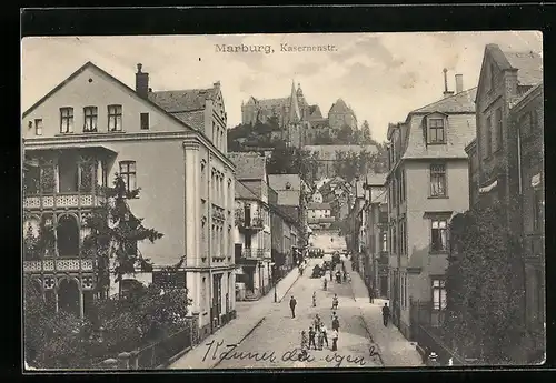 AK Marburg /Lahn, Kasernenstrasse und Schloss