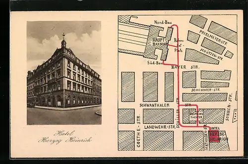 AK München, Hotel-Restaurant Herzog Heinrich, Bes. Joh. Brehm, Landwehrstrasse 9