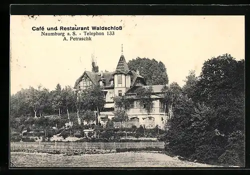 AK Naumburg, Blick auf Cafe-Restaurant Waldschloss