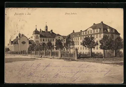 AK Pulsnitz i. Sa., Ansicht der neuen Schule