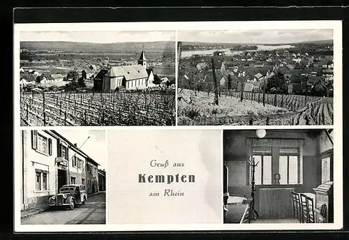 AK Kempten / Rh., Gasthaus zum Saalbau, Kirche