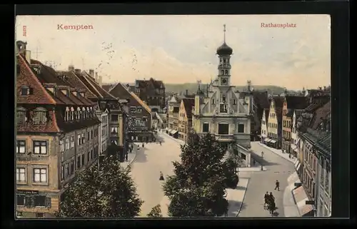 AK Kempten, Der Rathausplatz von oben gesehen