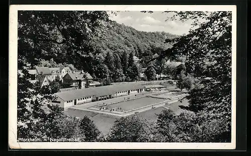 AK Pforzheim, Blick auf das Nagoldfreibad