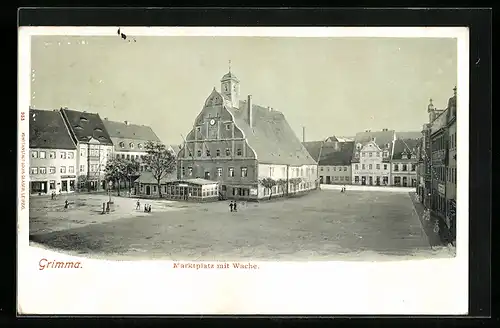 AK Grimma, Marktplatz mit Wache