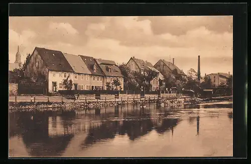 AK Rosswein, Häuserpartie am Wasser in Alt-Rosswein