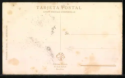 Künstler-AK sign. M. Bertuchi: Stierkämpfer zu Pferde nach erfolgreichem Kampf