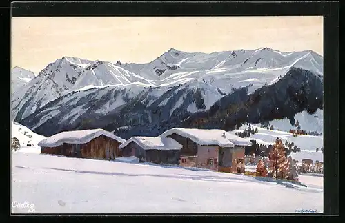 Künstler-AK Raphael Tuck & Sons Nr. 814: Winterlandschaften, verschneites Dorf