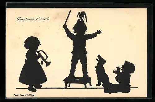 Künstler-AK sign. Philipp: Symphonie-Konzert, Schattenbild