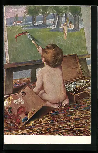 Künstler-AK sign. Dvorak: Der letzte Strich