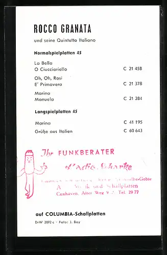 AK Musiker Rocco Granata im Anzug mit Krawatte