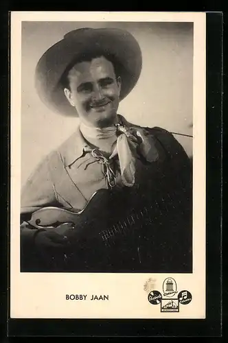 AK Musiker Bobby Jaan mit Hut und Gitarre