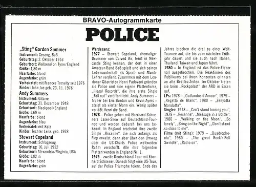 AK Musiker der Band Police