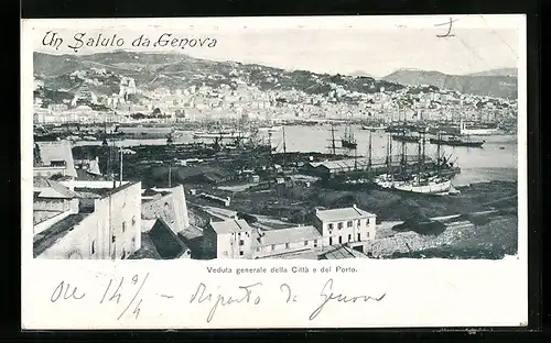 AK Genova, Veduta generale della Cittá e del Porto