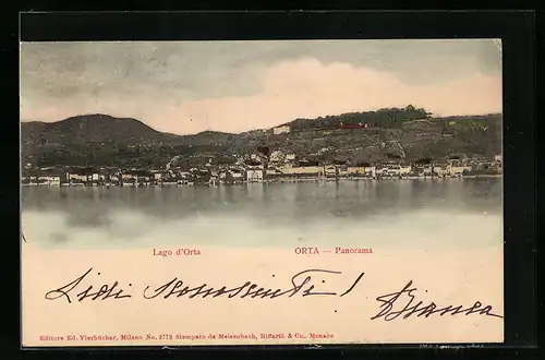 AK Orta, Ortspanorama vom See aus