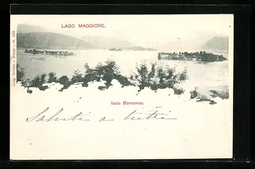 AK Isole Borromee /Lago Maggiore, Ortsansicht aus der Vogelschau
