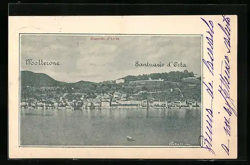 AK Orta, Ortsansicht mit Motterone und Santuario d`Orta