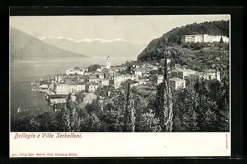 AK Bellagio, Villa Serbelloni und Panoramaansicht
