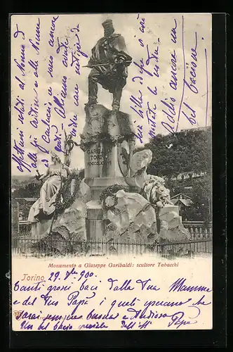 AK Torino, Monumento a Giuseppe Garibaldi, Scultore Tabacchi