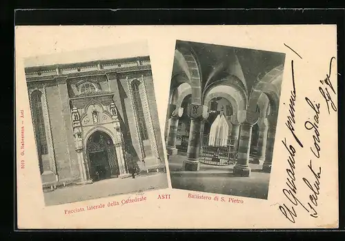 AK Asti, Facciata laterale dell Cattedrale, Battistero di S. Pietro