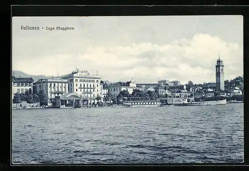 AK Pallanza, Blick vom Lago Maggiore auf Hotel-Pension Belle Vue
