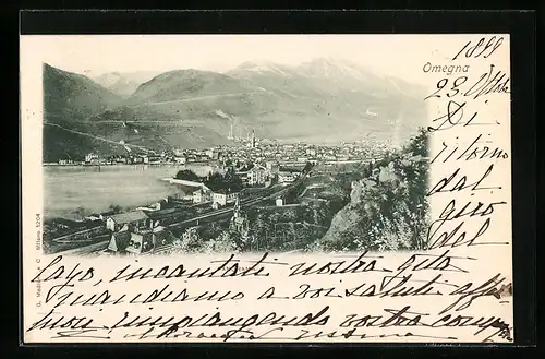 AK Omegna, Ortsansicht vor den Bergen