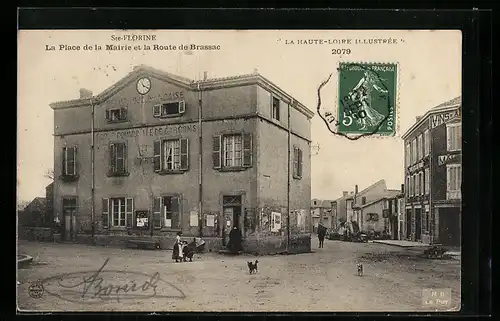 AK Ste-Florine, La Place de la Mairie et la Route de Brassac