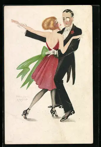Künstler-AK sign. Paul Kropp: Tanzendes Paar, Art Deco