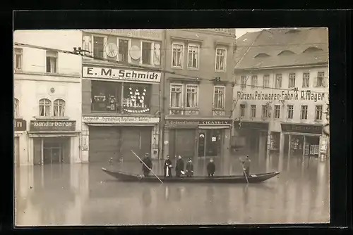 Foto-AK Meissen, Hochwasser am Rossplatz, Kleimarkt