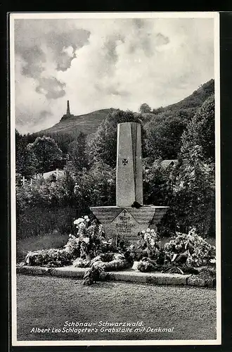 AK Schönau /Schwarzwald, Albert Leo Schlageter`s Grabstätte mit Denkmal