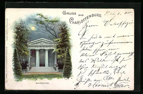 Lithographie Berlin-Charlottenburg, Mausoleum im Schlosspark