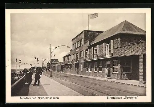 AK Wilhelmshaven, Strassenpartie am Strandhaus-Café Seestern