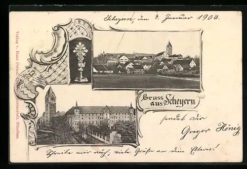 AK Scheyern, Schlossansicht, Panorama