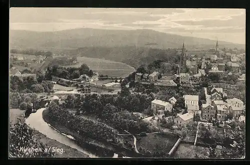 AK Kirchen /Sieg, Teilansicht mit Fluss