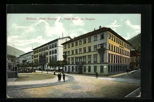 AK Bad Wildbad, Strassenpartie mit Hotel Klumpp & Hotel Post am Kurplatz