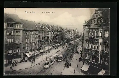 AK Düsseldorf, Graf Adolf-Strasse, Strassenbahn