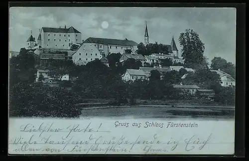 Mondschein-AK Fürstenstein, Schloss Fürstenstein